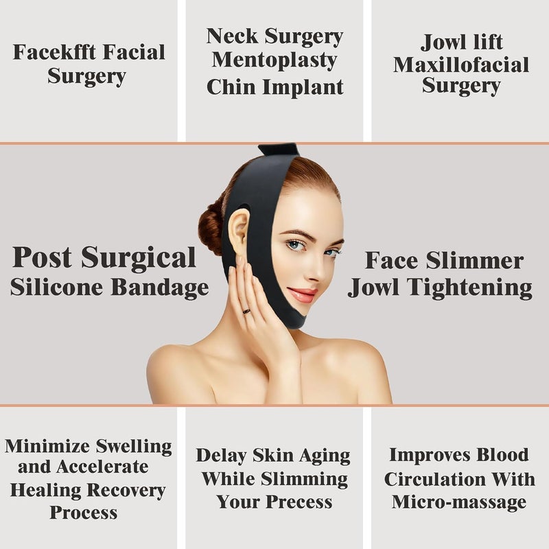 WIDVIH Post Surgical Silicone Chin Strap，Reusable Neck and Chin Lipo Compression Garment，Anti Snoring Chin Strap for Women & Men (Pink) - Image 4